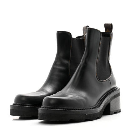 Louis Vuitton Calfskin Monogram Beaubourg Ankle Boots 40.5 Black 3 of 11