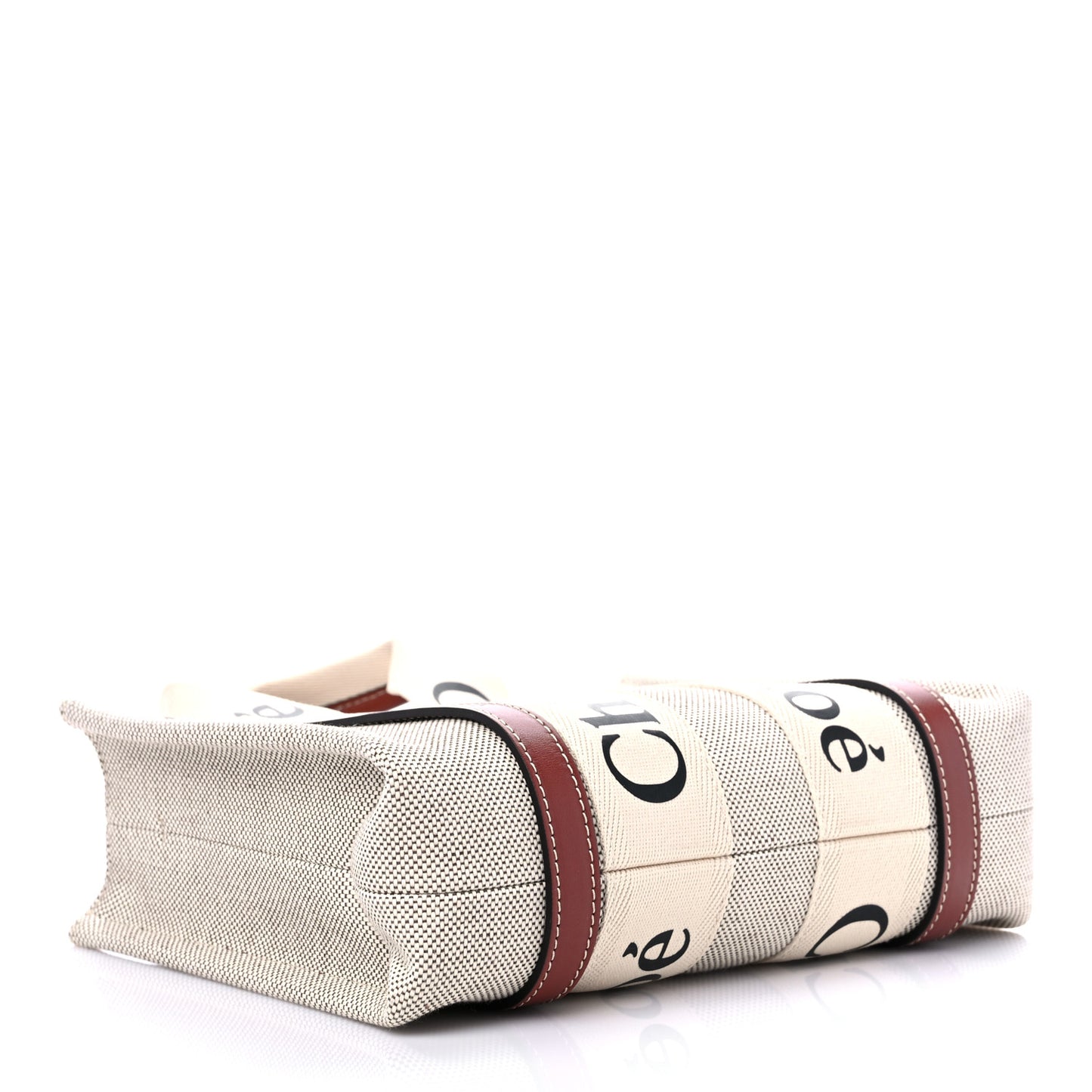 Cotton Calfskin Small Woody Ribbon Tote With Strap White Brown