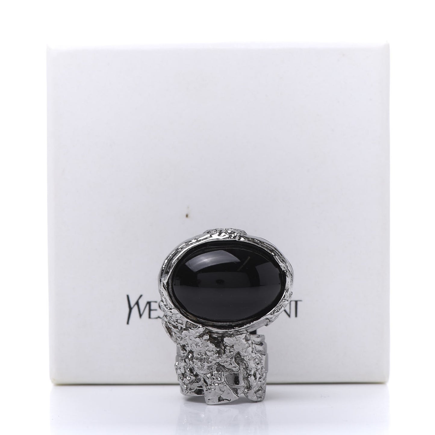 Glass Cabochon Gunmetal Arty Ovale Ring 6 Black
