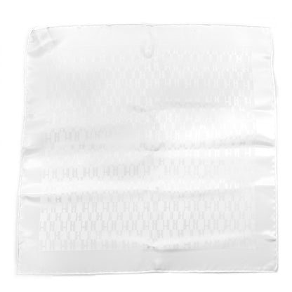 Hermes Silk Faconnee Grand H Pocket Square Scarf 45 White 1 of 3