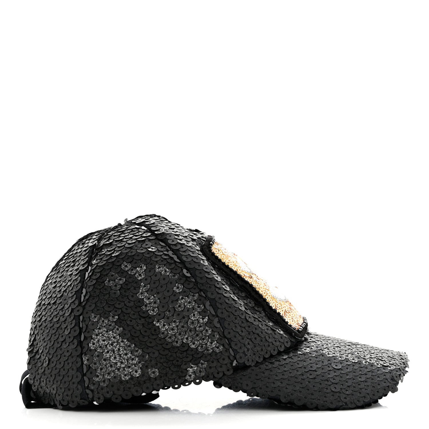 Chanel Sequin Embellished CC Baseball Cap Hat Black 5 of 8