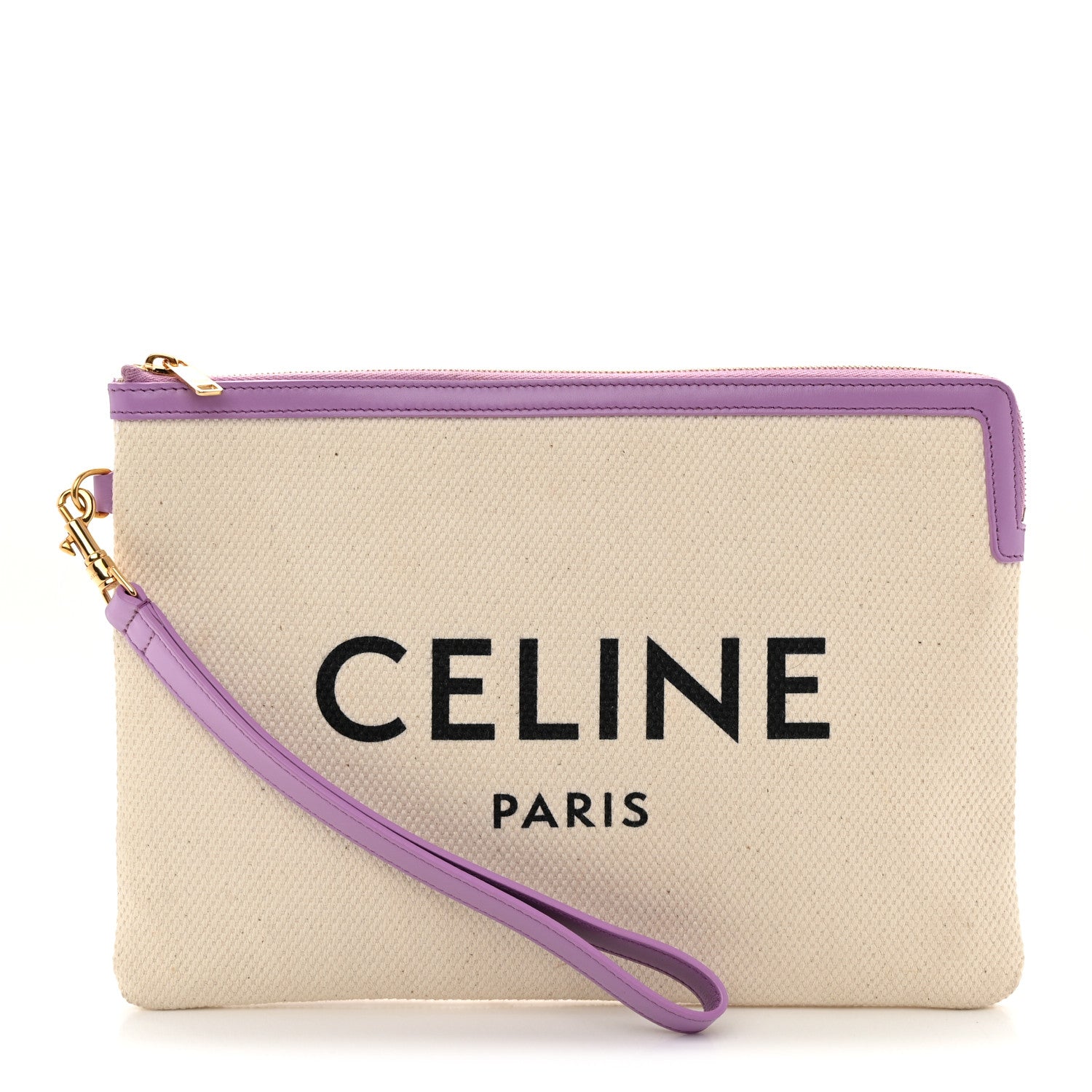 Celine Jacquard Calfskin Small Pouch Beige Purple 1 of 7
