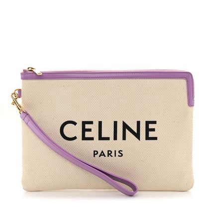 Celine Jacquard Calfskin Small Pouch Beige Purple 1 of 7