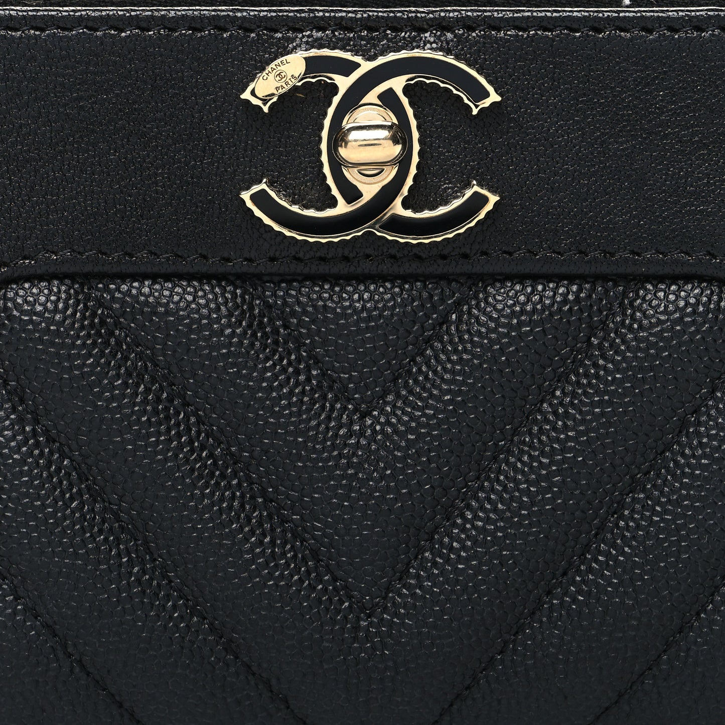 Caviar Sheepskin Chevron Quilted Medium Mademoiselle Vintage Zip Around Wallet Black