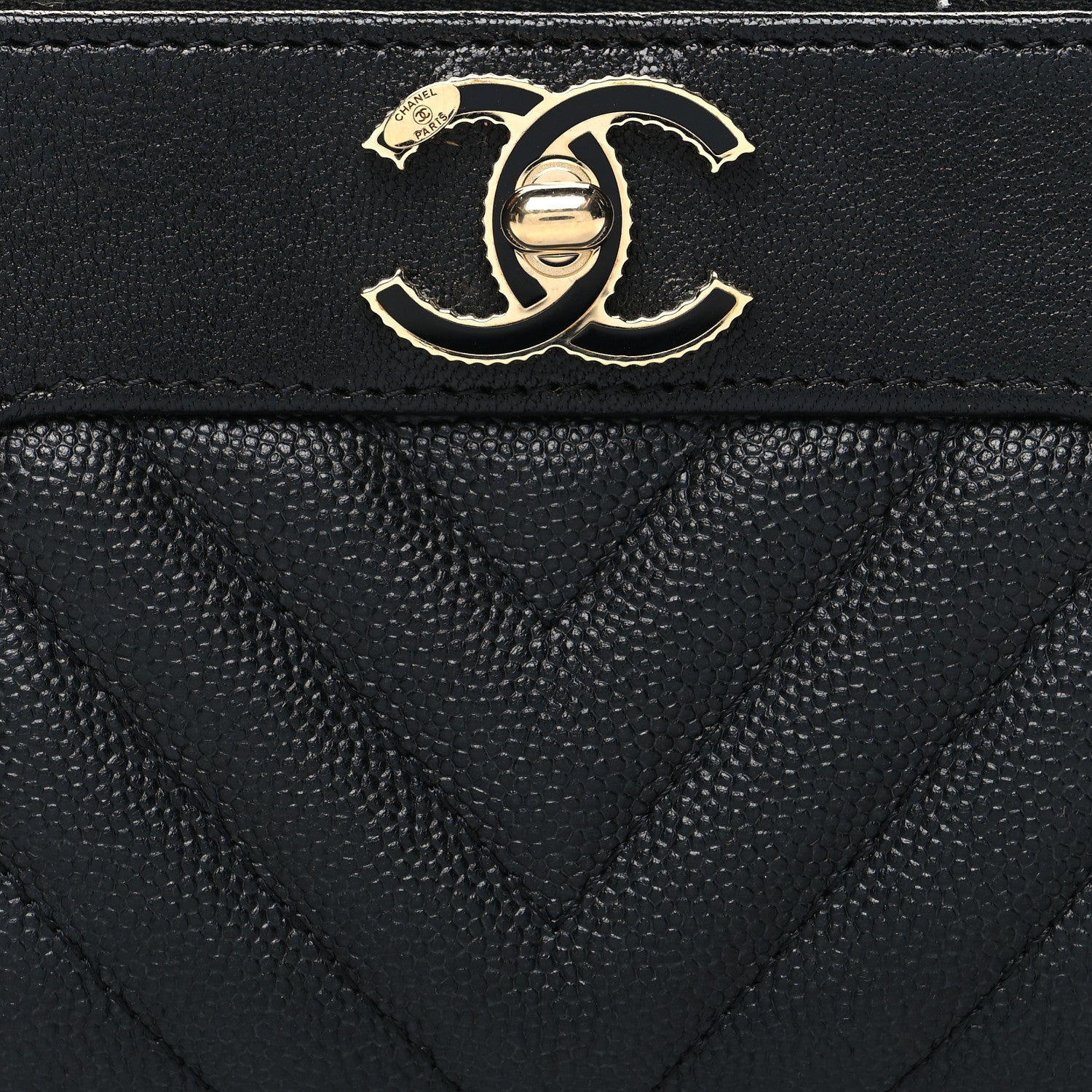 Chanel Caviar Sheepskin Chevron Quilted Medium Mademoiselle Vintage Zip Around Wallet Black 8 of 11