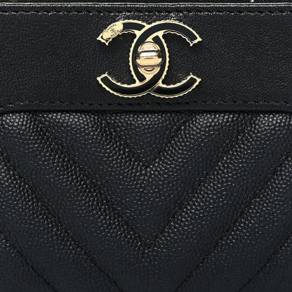 Chanel Caviar Sheepskin Chevron Quilted Medium Mademoiselle Vintage Zip Around Wallet Black 8 of 11