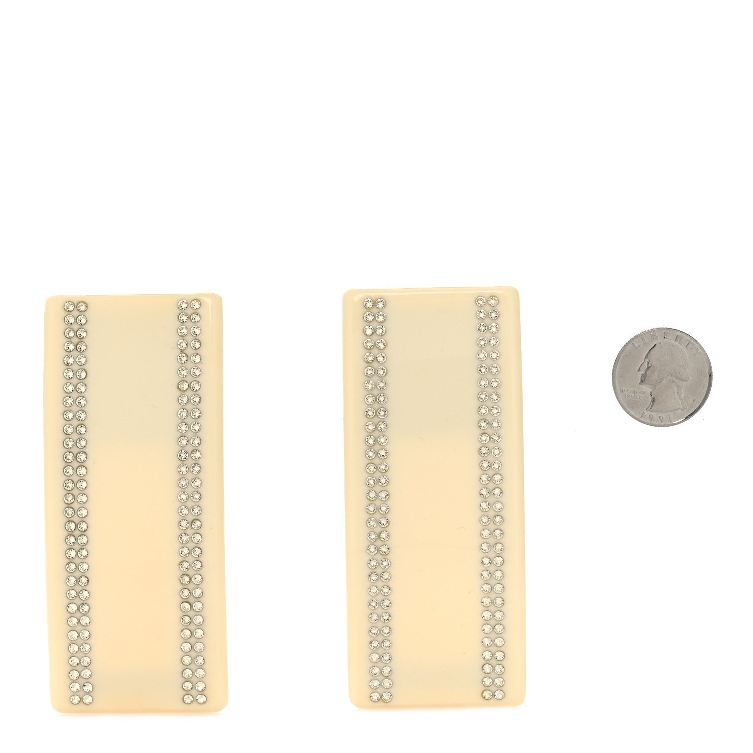 Balenciaga Resin Crystal Clip On Earrings White 2 of 4