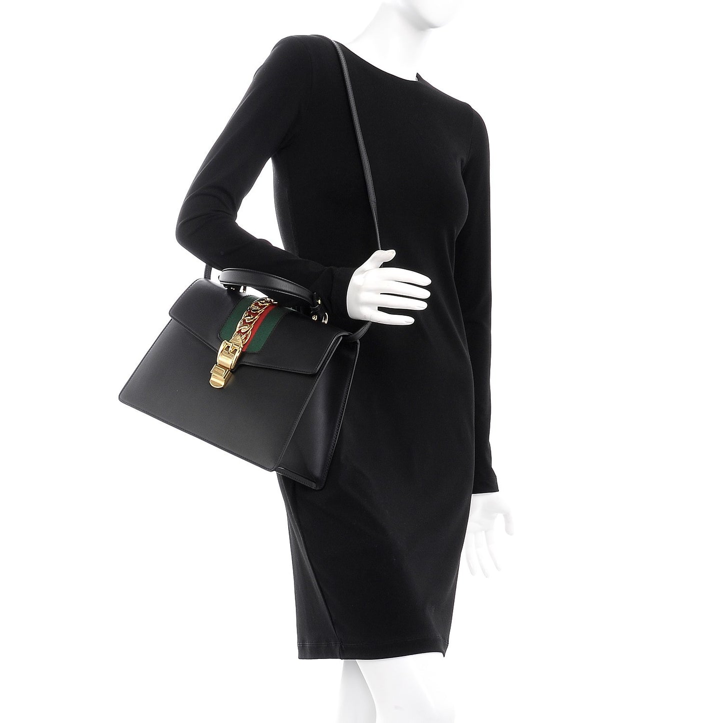 Calfskin Medium Sylvie Top Handle Bag Black