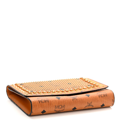 MCM Visetos Studded Chain Wallet Cognac 4 of 14