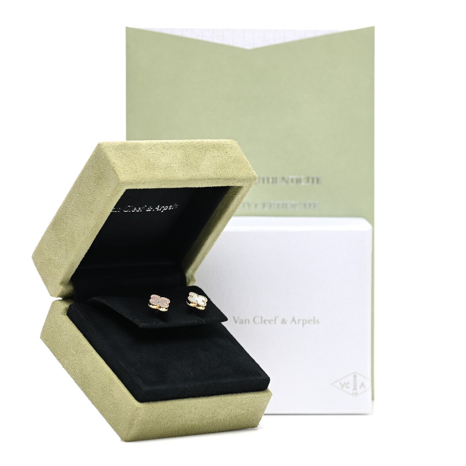 Van Cleef & Arpels 18K Yellow Gold Mother of Pearl Sweet Alhambra Earrings 7 of 7