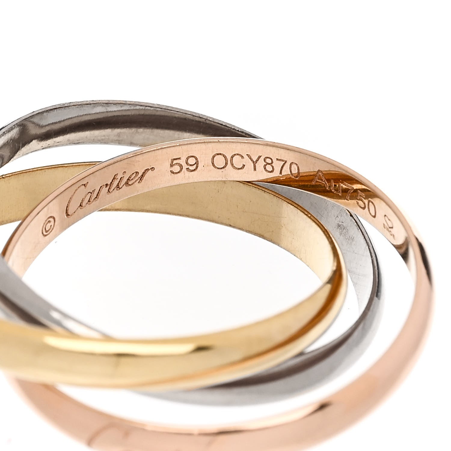 Cartier 18K Pink Yellow White Gold Small Trinity Ring 59 8.75 4 of 5