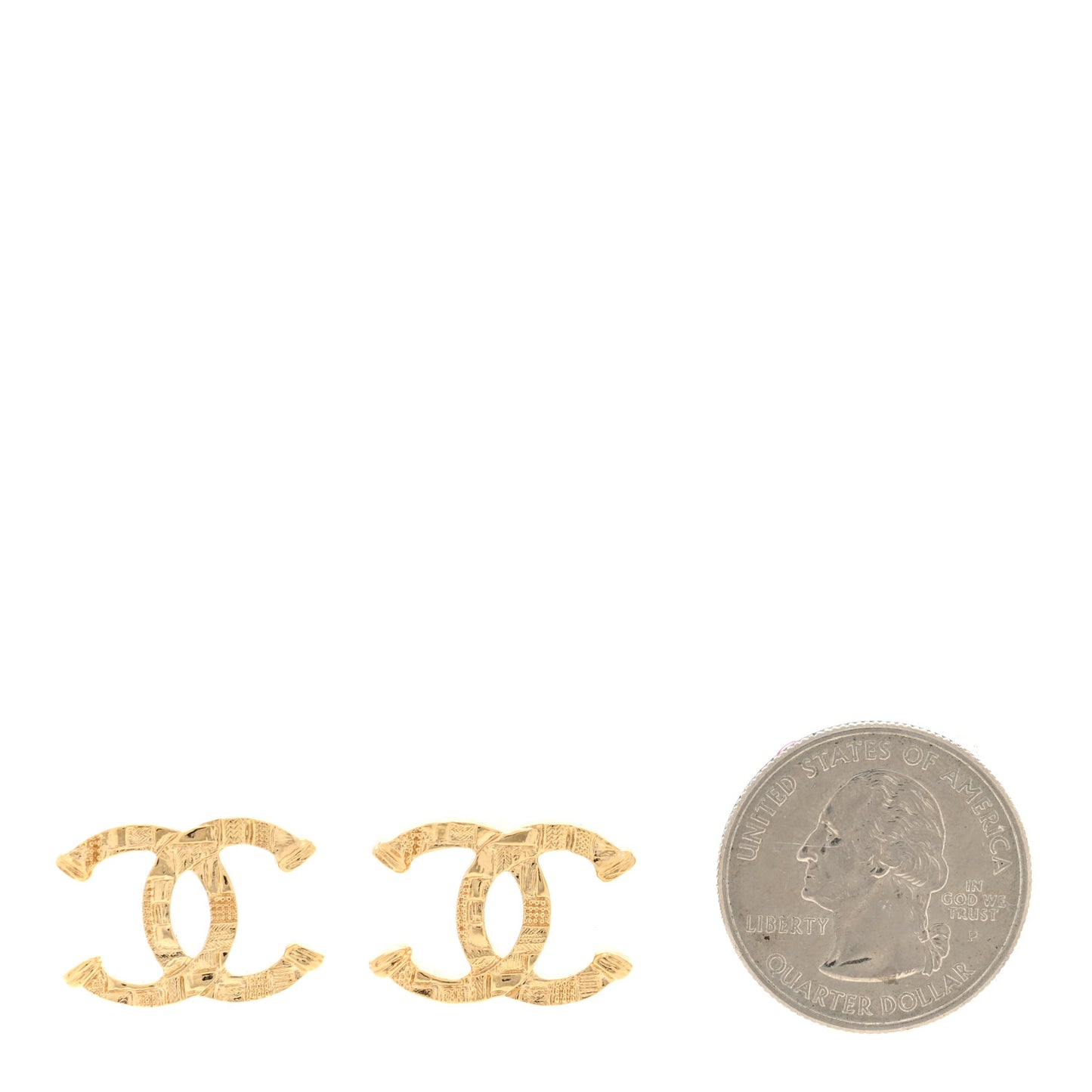 Metal Tweed Effect CC Earrings Gold
