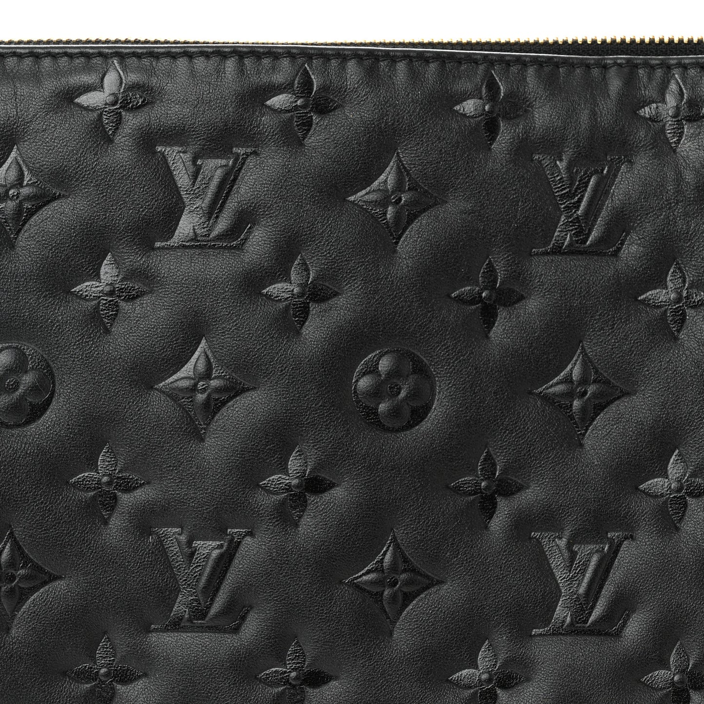 Lambskin Embossed Monogram Coussin MM Black