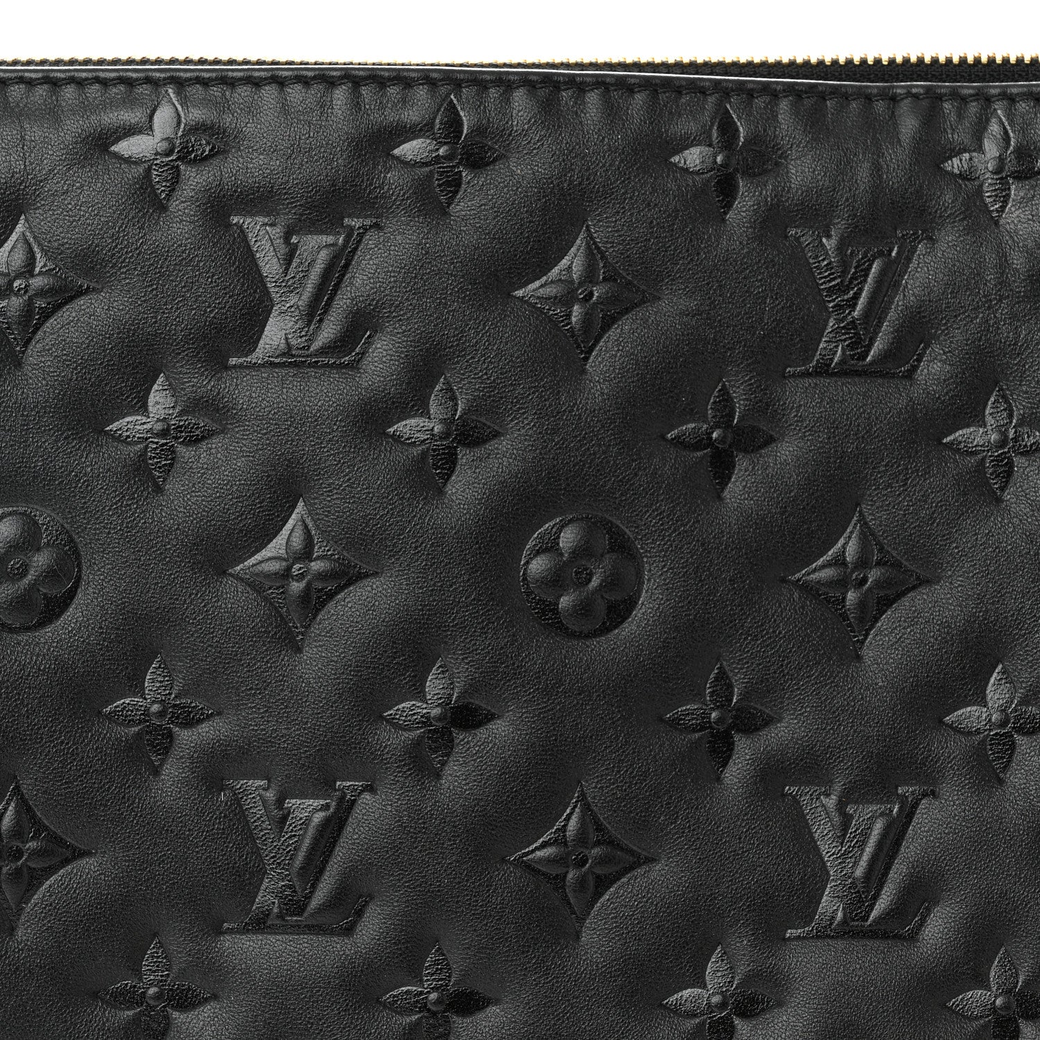 Louis Vuitton Lambskin Embossed Monogram Coussin MM Black 10 of 13