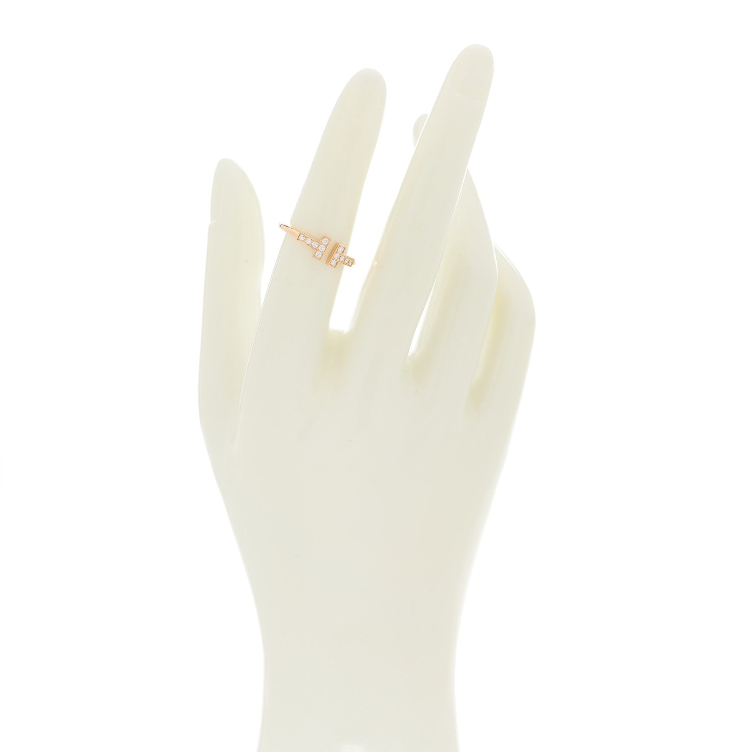 Tiffany 18K Rose Gold Diamond T Wire Ring 50 5.5 2 of 4