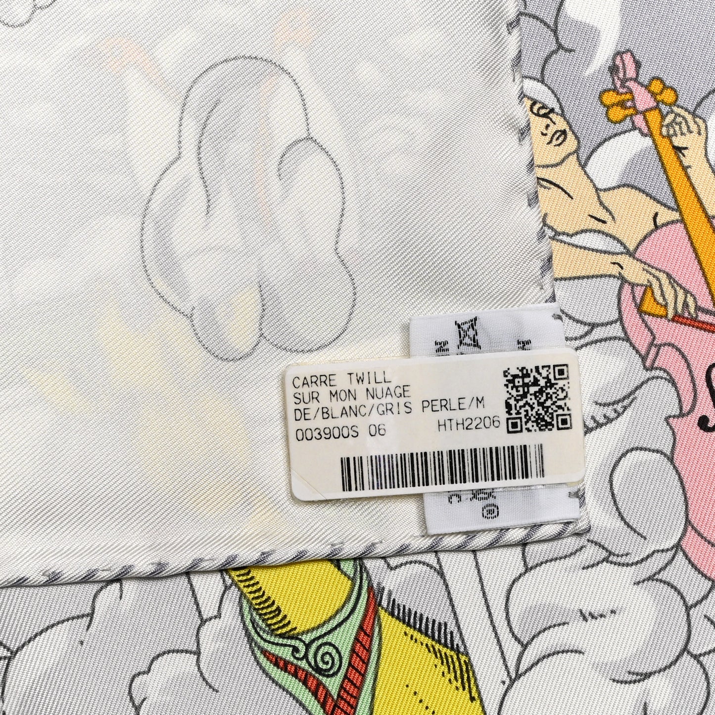 Silk Sur Mon Nuage Scarf 90 White Gris Perle Multicolore
