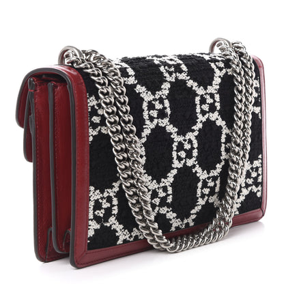Gucci Tweed GG Monogram Small Dionysus Shoulder Bag Black White Romantic Cherry 2 of 12