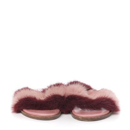 Louis Vuitton Mink Fur Lock It Flat Mule 38.5 Bordeaux 2 of 8