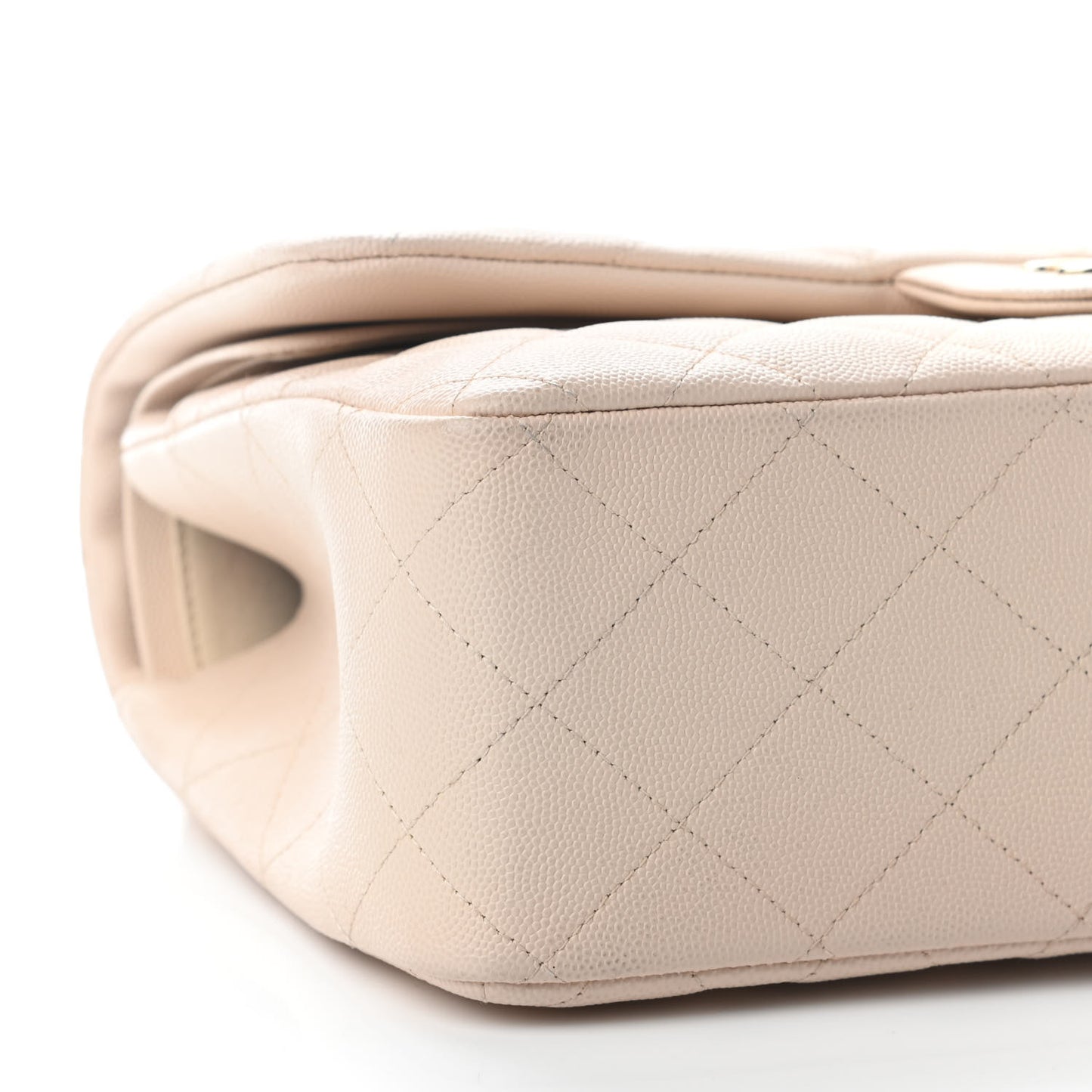 Caviar Quilted Jumbo Double Flap Beige Clair