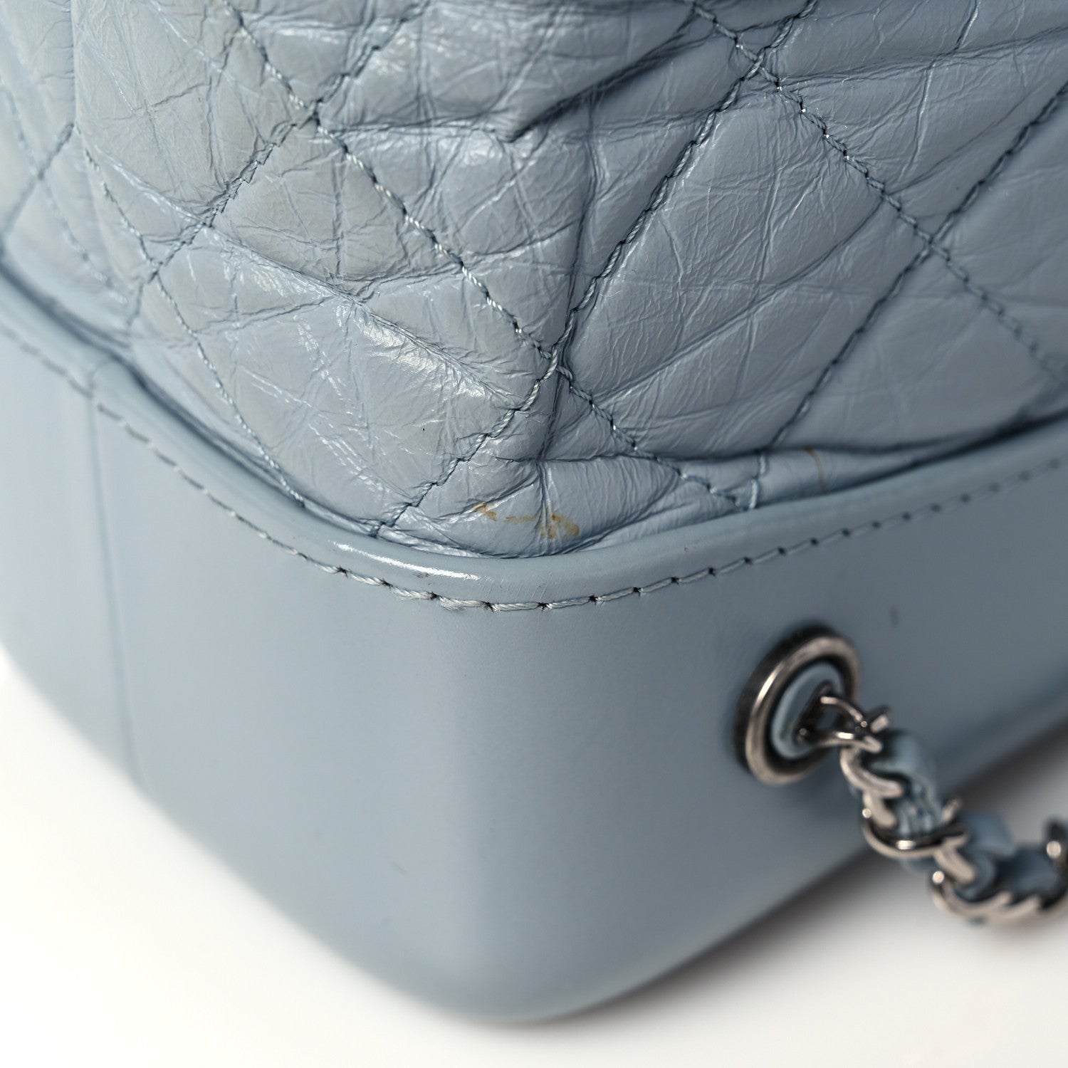 Chanel Aged Calfskin Quilted Small Gabrielle Backpack Light Blue 13 of 14