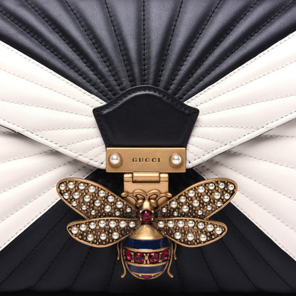 Gucci Calfskin Bamboo Trapuntata Queen Margaret Top Handle Bag Mystic White Black 15 of 19