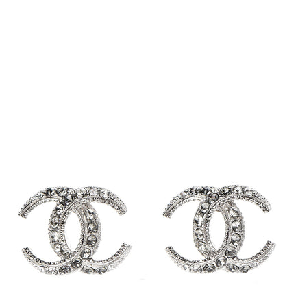 Chanel Crystal CC Moon Earrings Silver 1 of 4