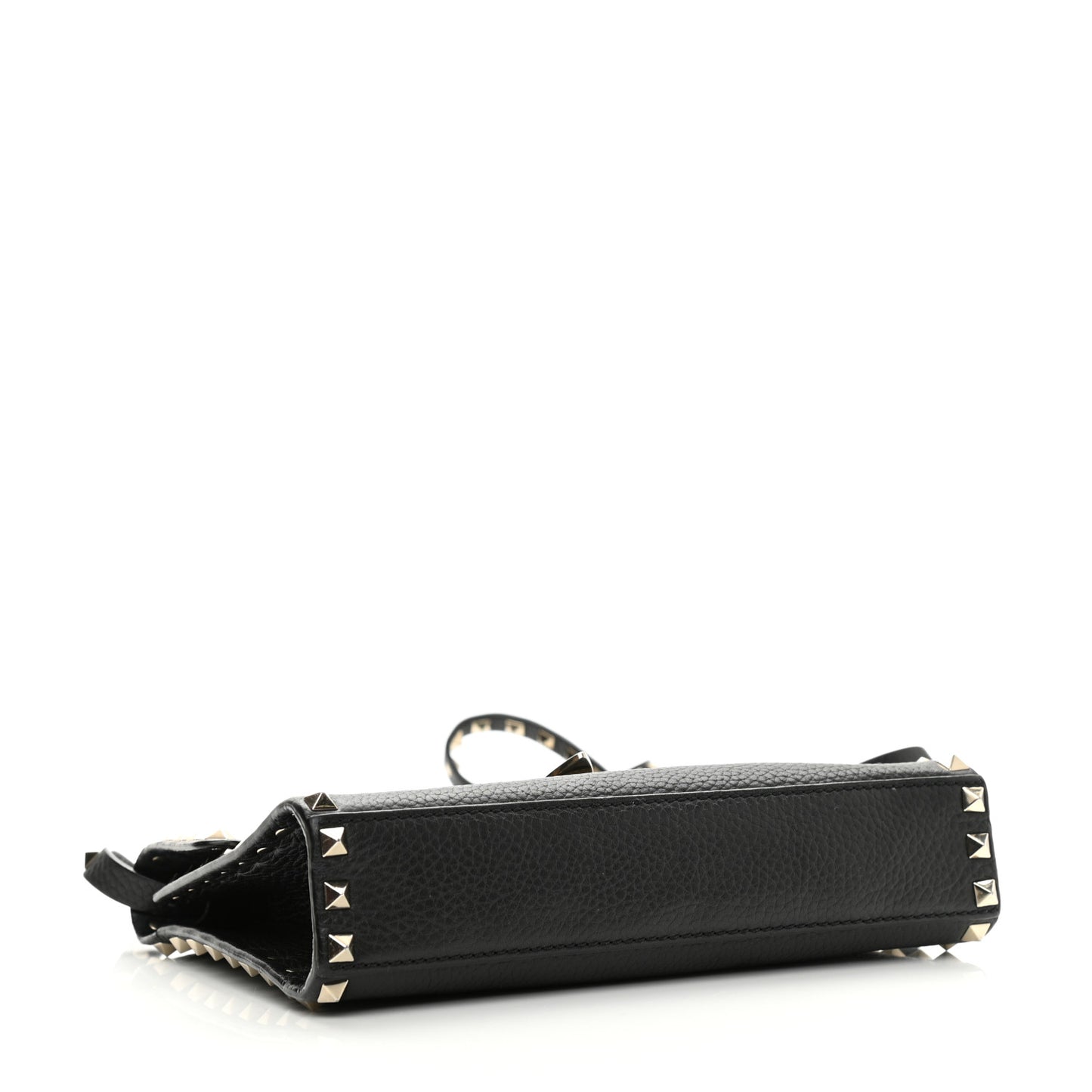 Pebbled Calfskin Medium Rockstud Flip Lock Crossbody Bag Black