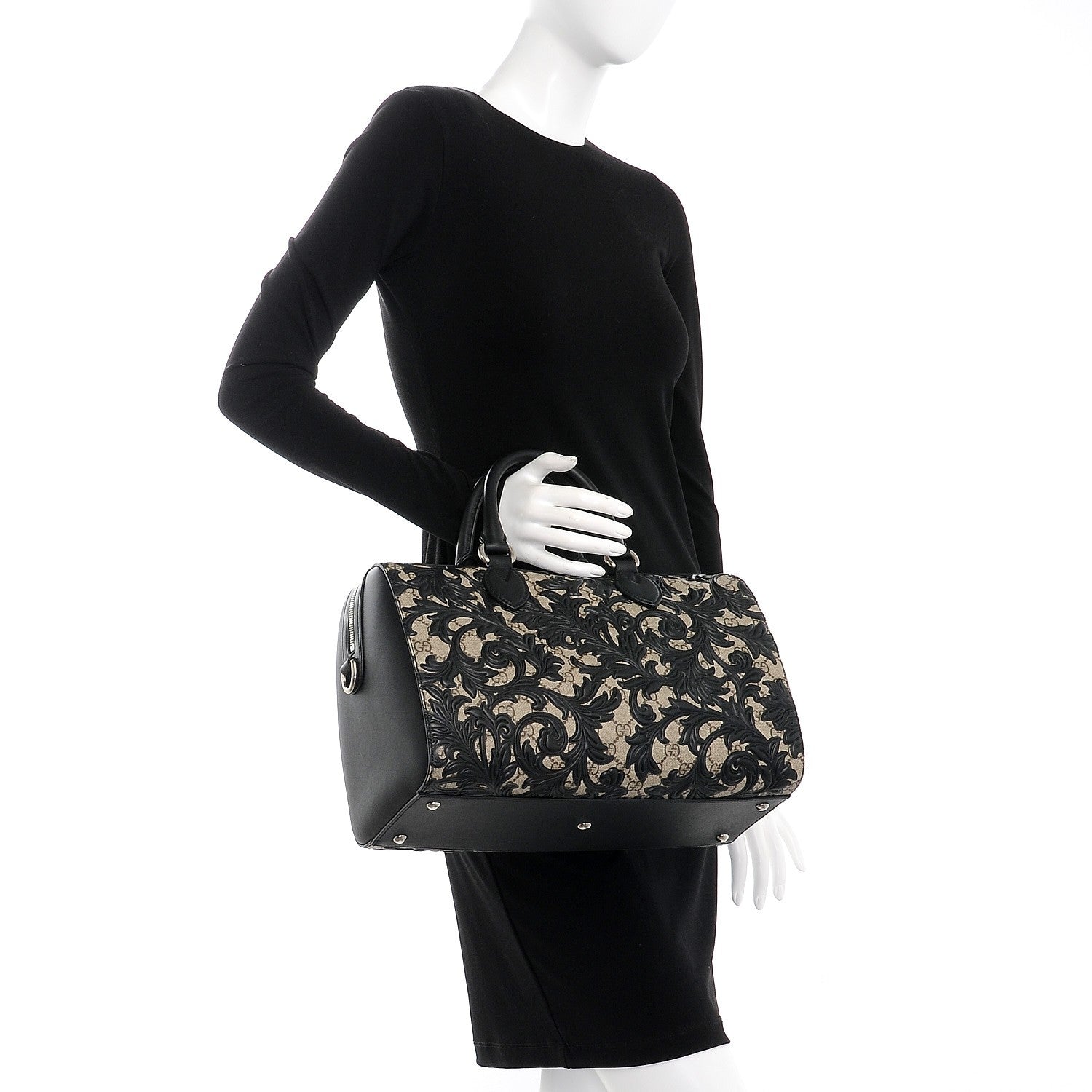 Gucci GG Supreme Monogram Arabesque Medium Boston Black 3 of 8