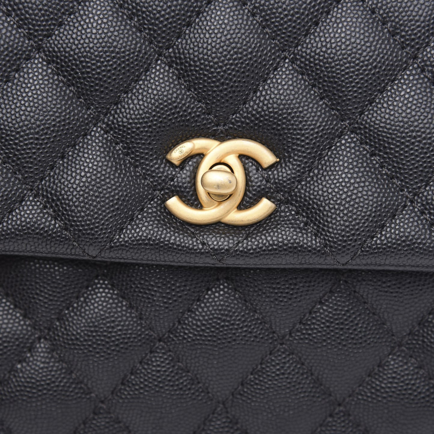 Caviar Quilted Mini Coco Handle Flap Black