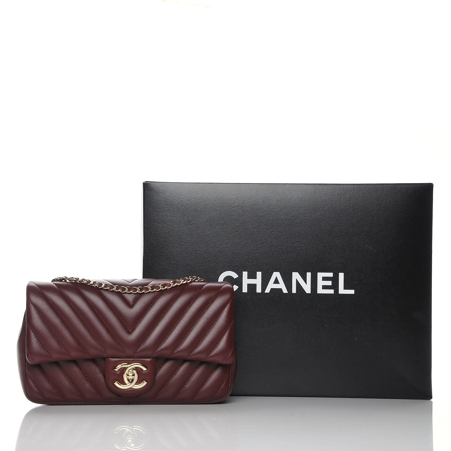 Chanel Lambskin Medium Surpique Chevron Single Flap in Burgundy 8 of 8