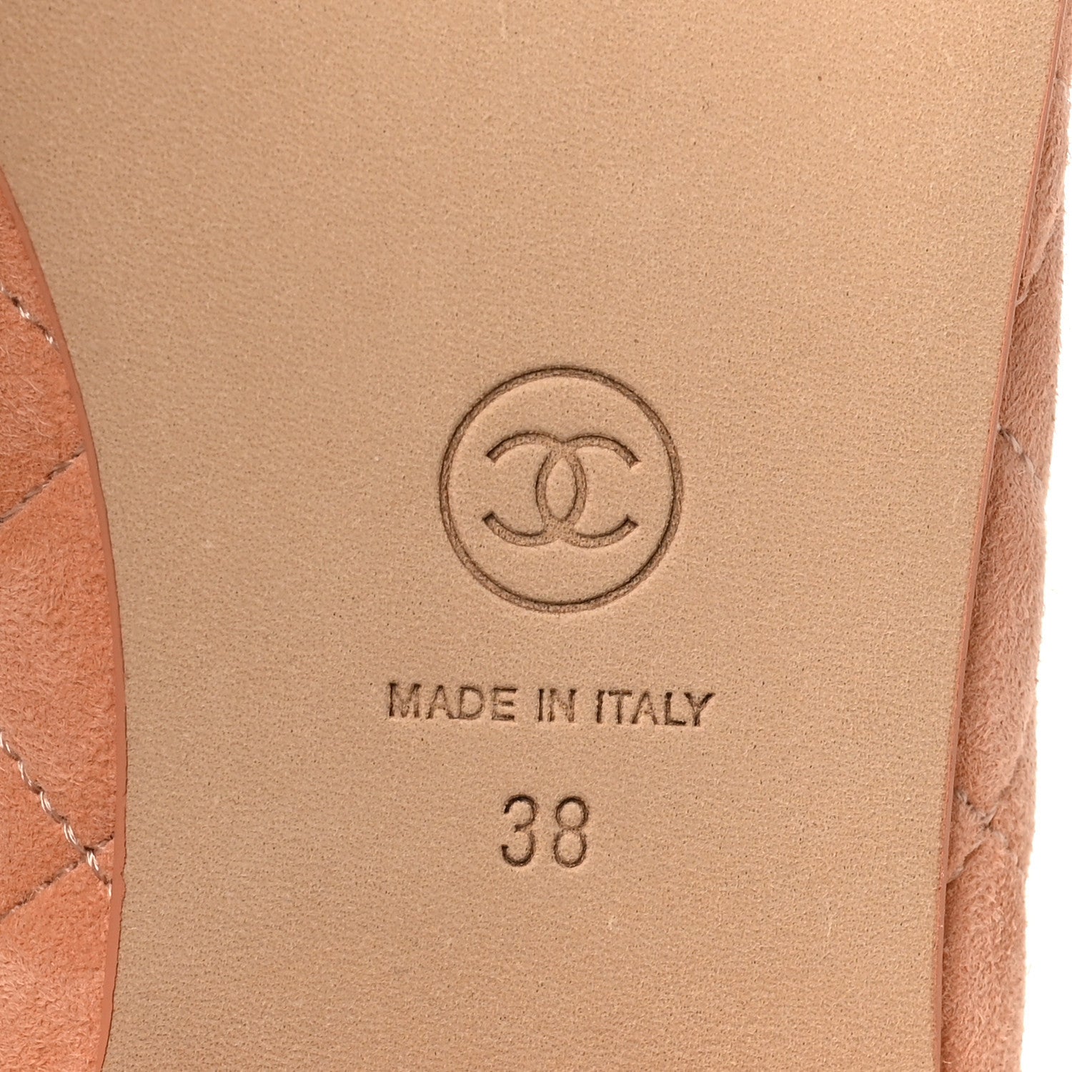 Chanel Suede Quilted Cap Toe CC Ballerina Flats 38 Light Orange 7 of 10