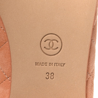 Chanel Suede Quilted Cap Toe CC Ballerina Flats 38 Light Orange 7 of 10