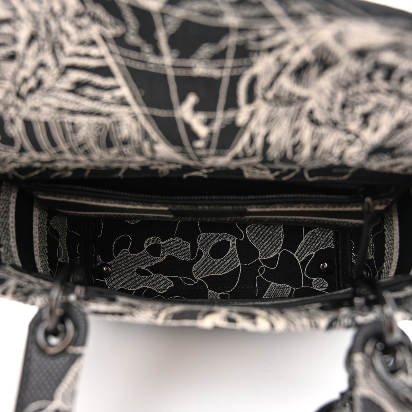 Toile de Jouy Embroidered Medium Lady D-Lite Black White