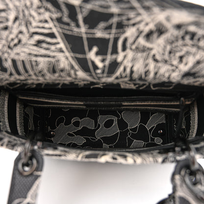 Christian Dior Toile de Jouy Embroidered Medium Lady D-Lite Black White 5 of 9