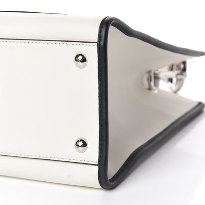 Fendi Vitello Century Opaco F is Fendi Bi-Color Regular Runaway Satchel White Ice Black 11 of 12