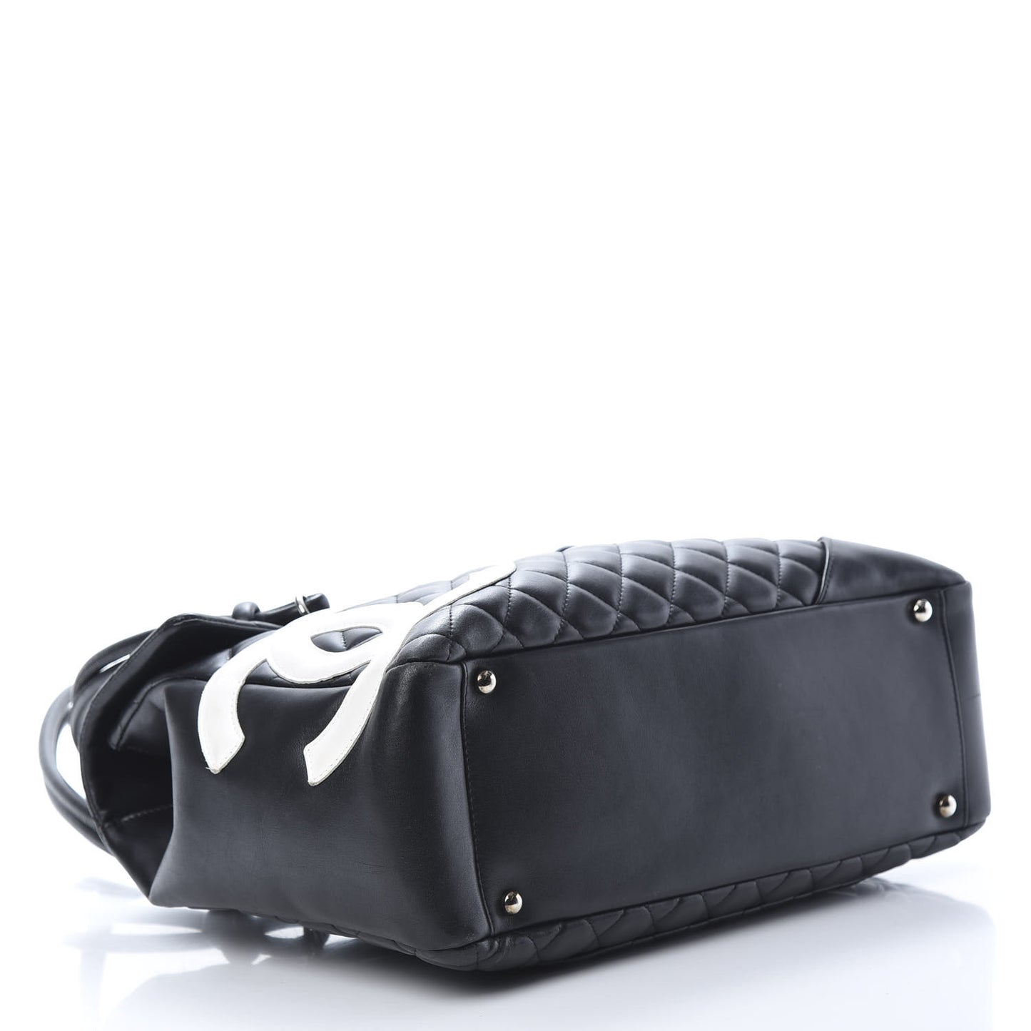Calfskin Quilted Large Cambon Flap Black White