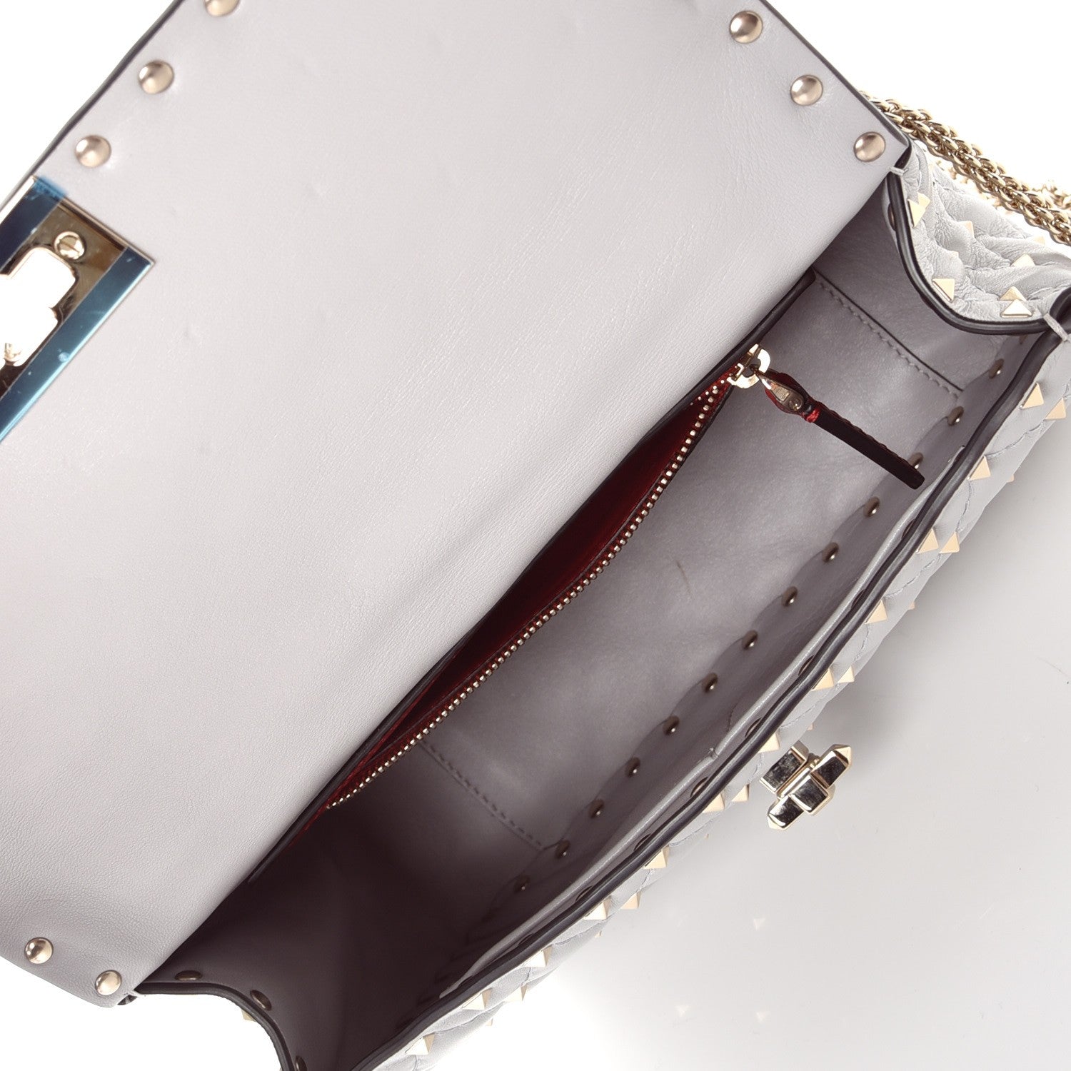 Valentino Garavani Nappa Medium Rockstud Spike Shoulder Bag Pastel Grey 5 of 8