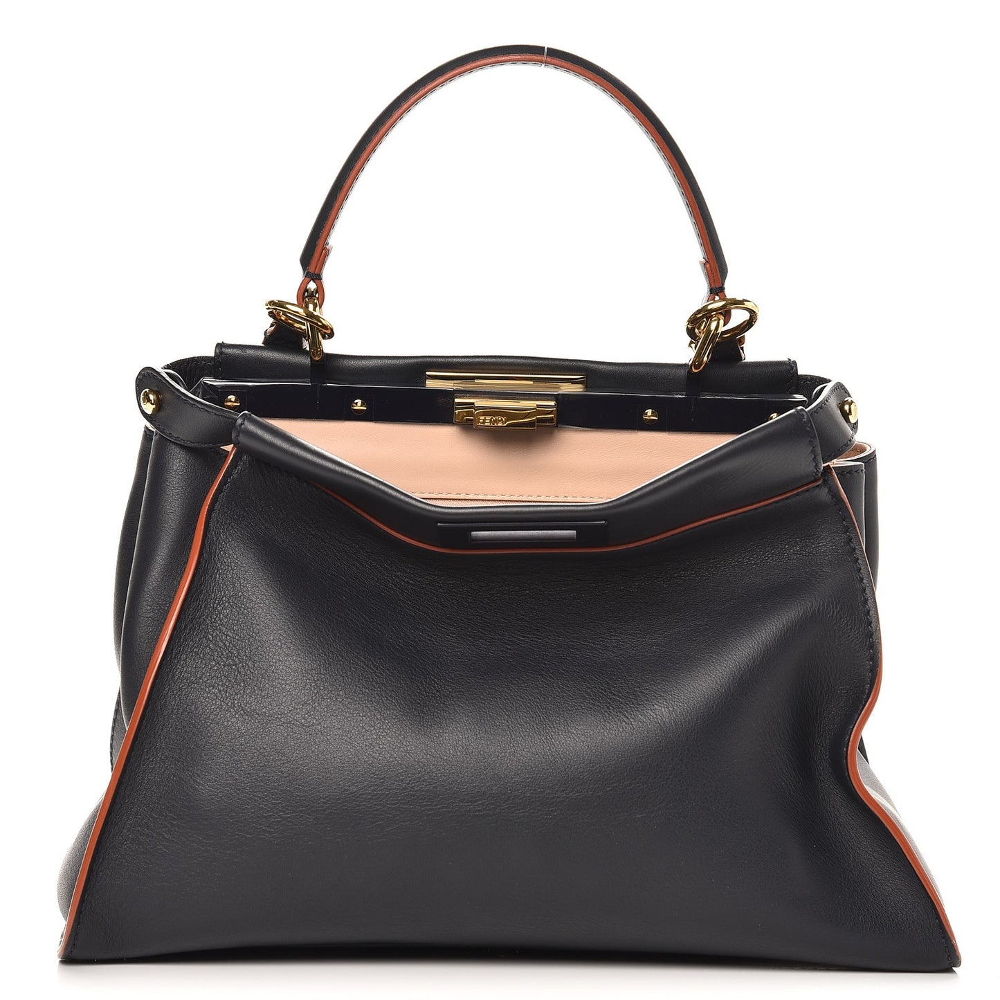 Vitello Seta Burro Medium Peekaboo Iconic Satchel Blue Notte Plaster