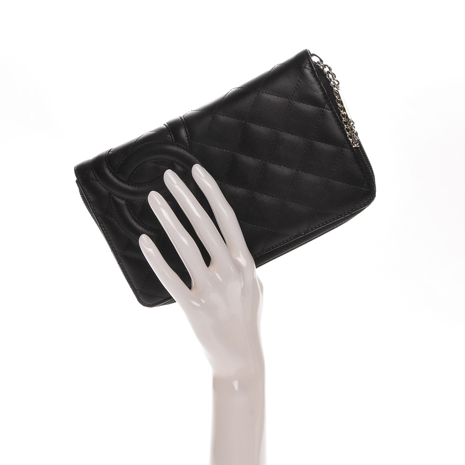 Chanel Calfskin Cambon Zip Around Organizer Wallet Black 2 of 8