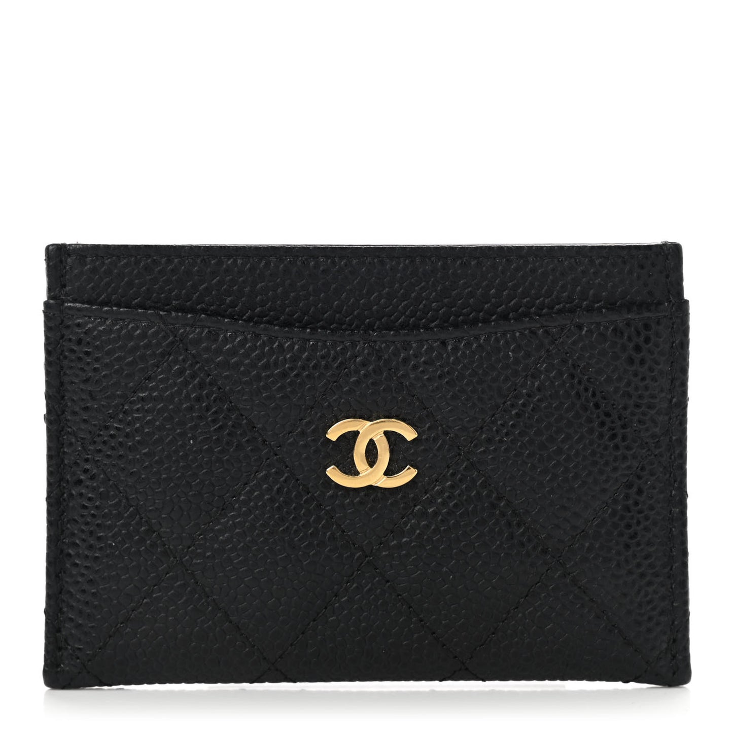 Caviar Quilted Card Holder Black