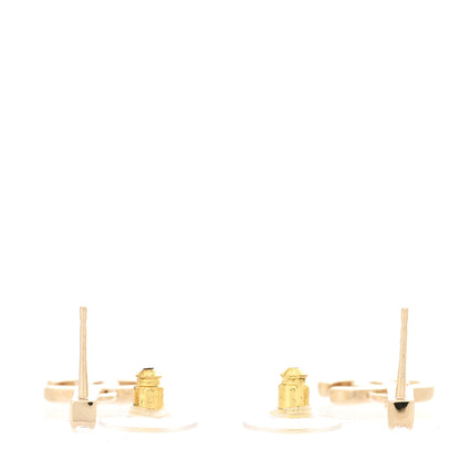 Chanel Metal Crystal Studded CC Drop Earrings Gold 3 of 5