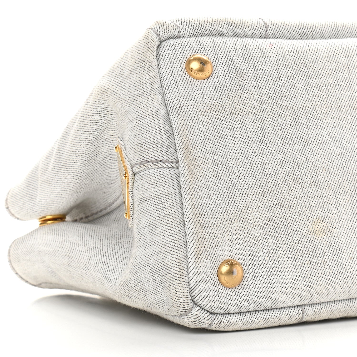 Prada Denim Small Logo Tote Bianco 7 of 9