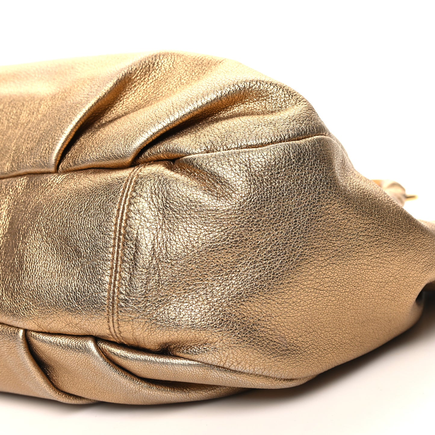 SALVATORE FERRAGAMO Metallic Calfskin Tassel Hobo Gold