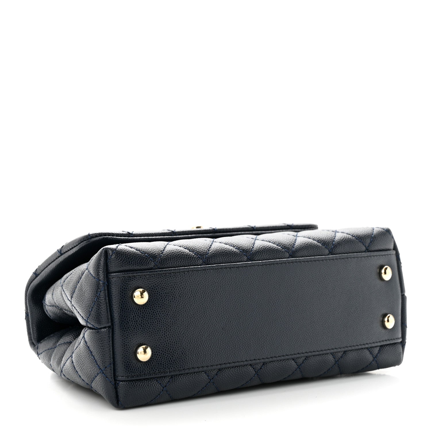 Chanel Caviar Quilted Lizard Embossed Mini Coco Handle Flap Dark Blue 4 of 10