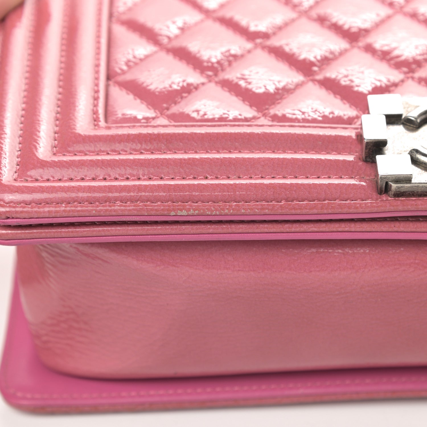 Chanel Patent Calfskin Quilted Medium Boy Flap Light Pink 17 of 18