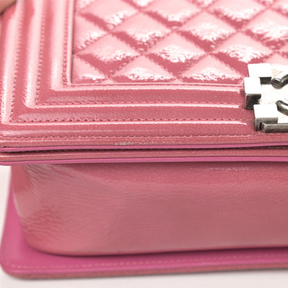Chanel Patent Calfskin Quilted Medium Boy Flap Light Pink 17 of 18