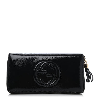 Gucci Patent Calfskin Soho Zip Around Wallet Black 1 of 4