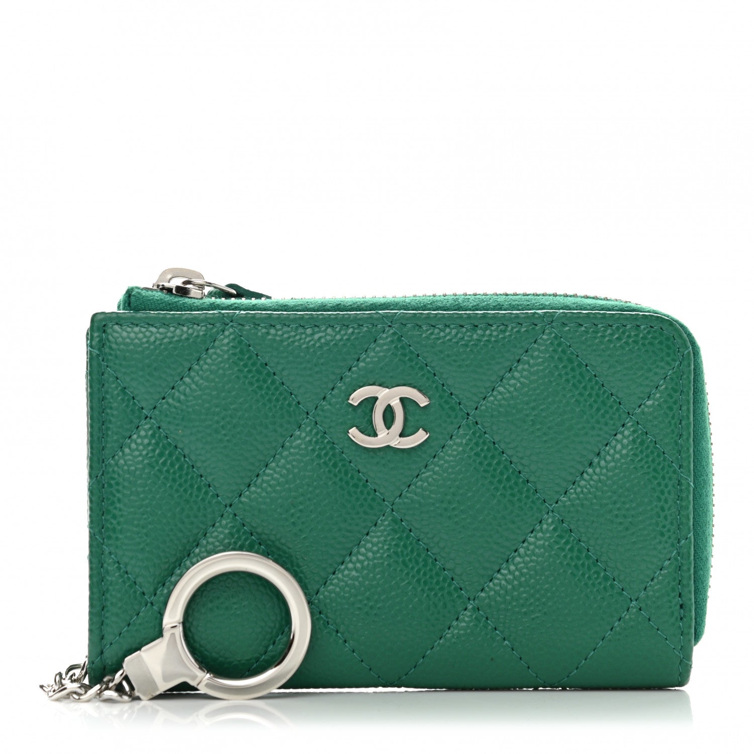 Chanel Caviar Quilted Zipped Key Holder Case Green 1 of 7