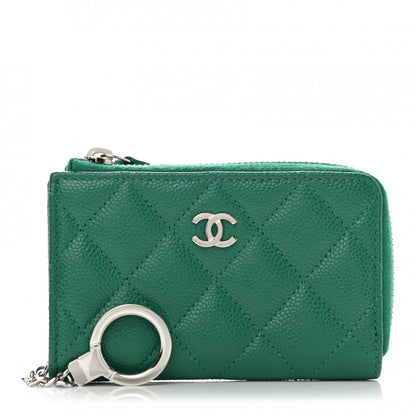 Chanel Caviar Quilted Zipped Key Holder Case Green 1 of 7