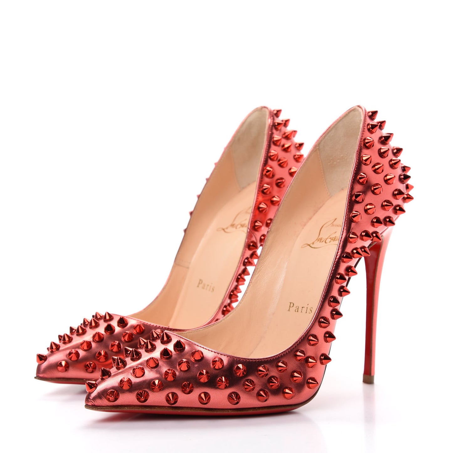 Metallic Patent Follies Spikes 120 Pumps 36.5 Red